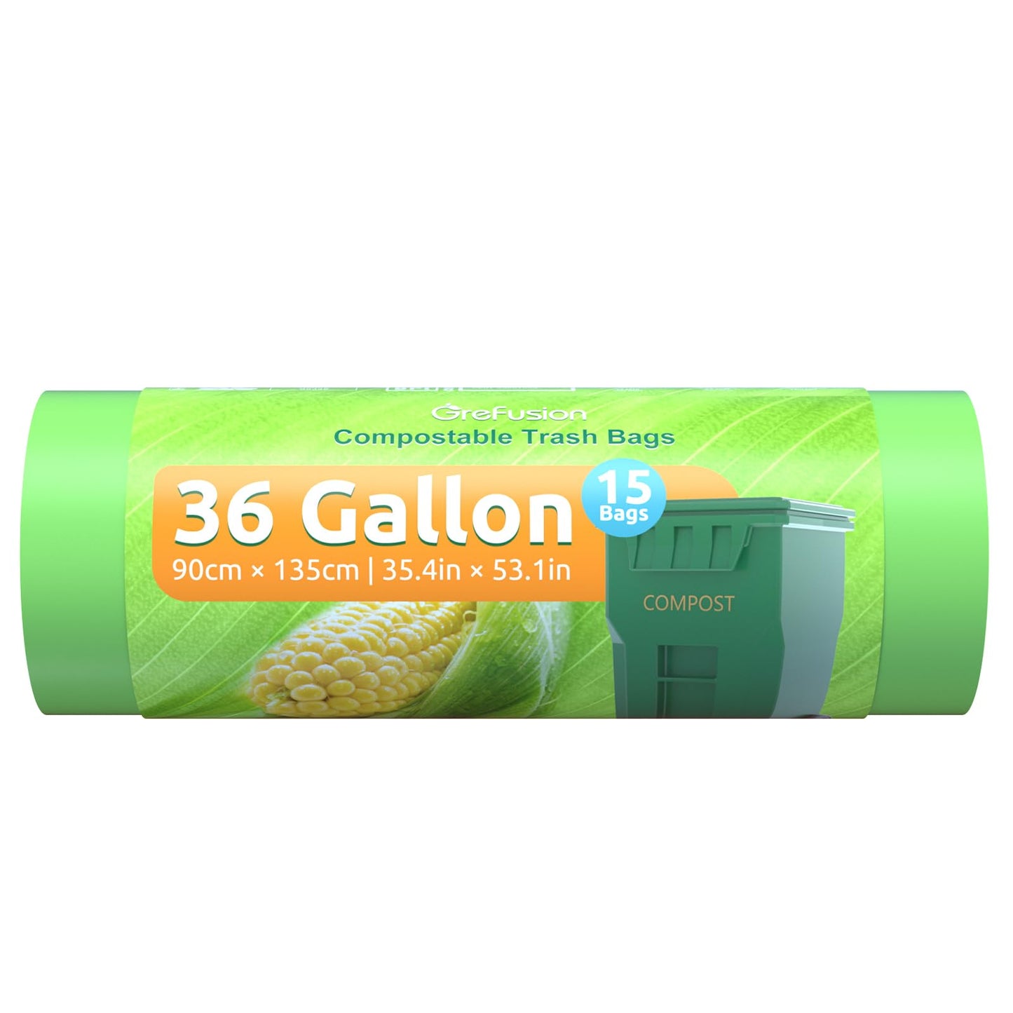 GreFusion 1.2 Gallon Compostable Bags - 125 Count (BPI Certified)