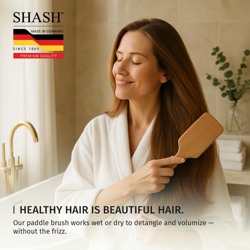 SHASH Made in Germany Wooden Paddle Brush: Eco-Sourced Wood