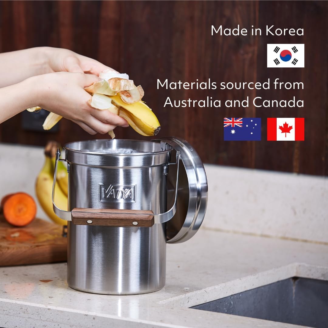 Vatya Stainless Steel Kitchen Compost Bin (0.8 Gallon)