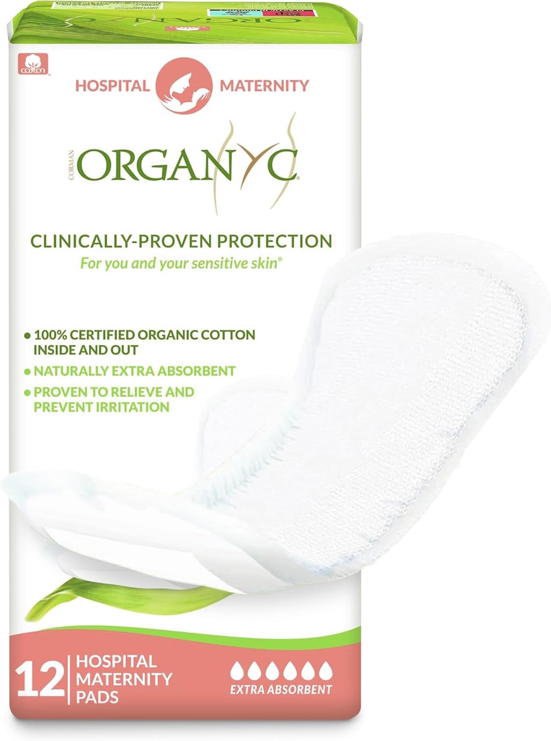 Organyc 100% Certified Organic Cotton Hospital Postpartum Pads