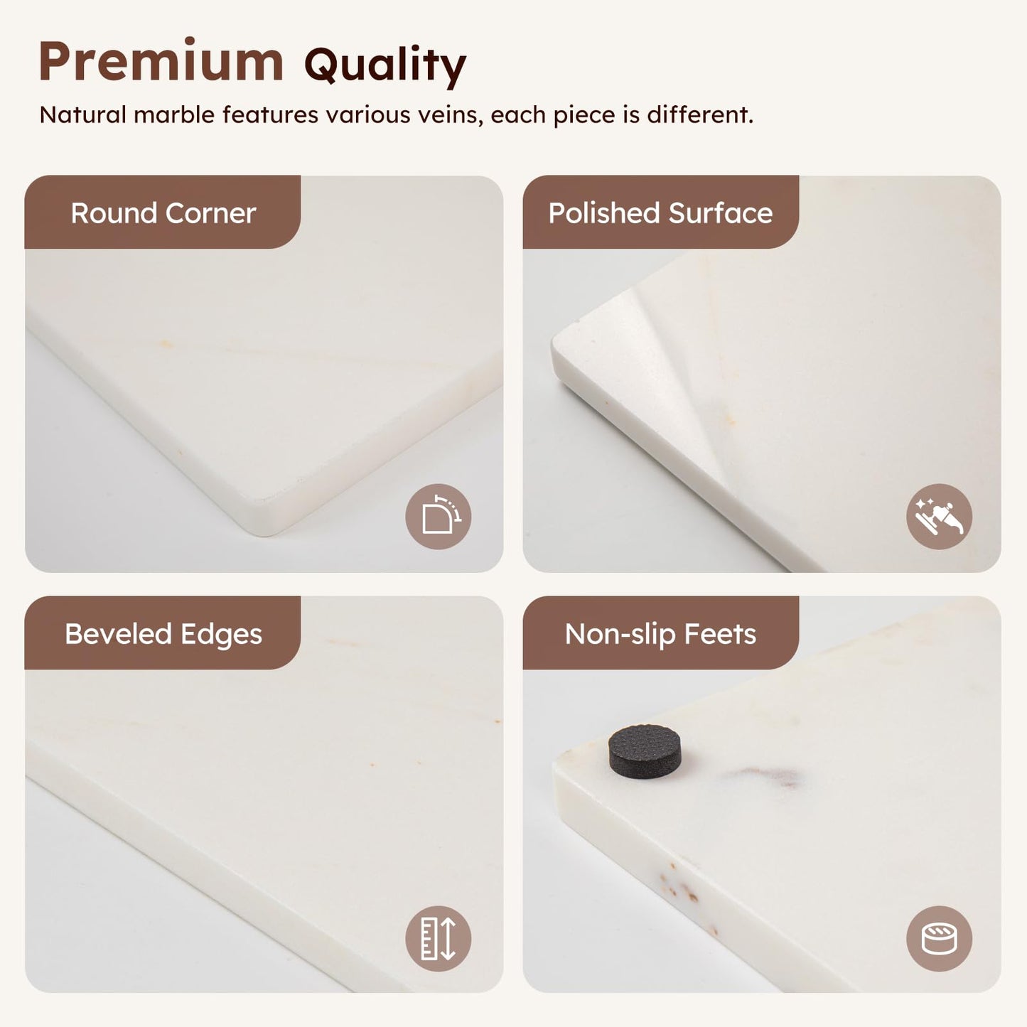 Diflart Natural Granite Cutting Board: Large 16" x 20" Polished Stone Slab.