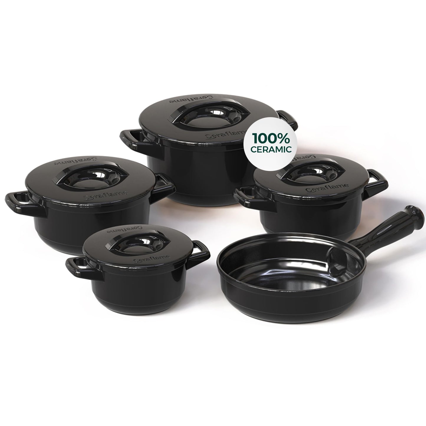 Ceraflame 100% Pure Ceramic Cookware: Thermal Shock Resistant & Toxin-Free, Oven, Microwave and Open-Flame Safe
