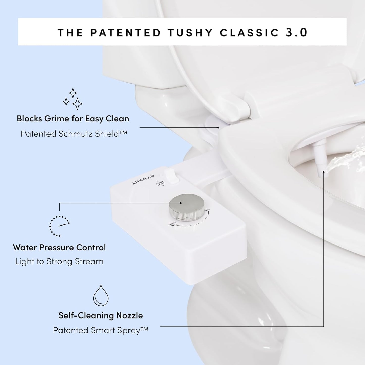 TUSHY 3.0 Spa Bidet Attachment: Cool to Warm Water Cleaning