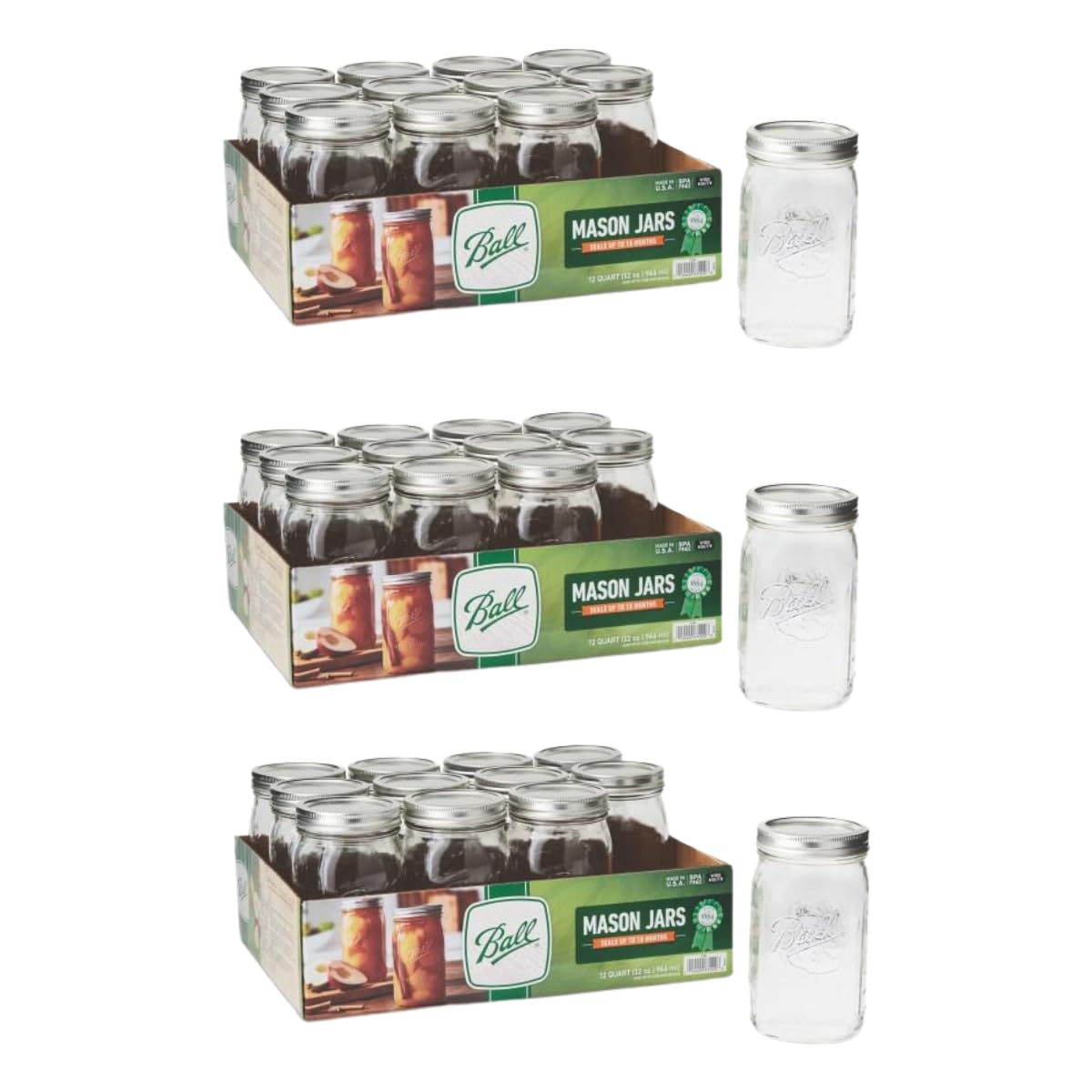 Ball Wide Mouth Pint 16-Ounce Glass Mason Jar with Lids (12-Count)