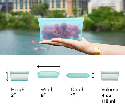 Zip Top 100% Silicone Reusable Food Storage Set (8‑Piece, Teal) | TRUE Shift Zero‑Plastic Meal Prep Set