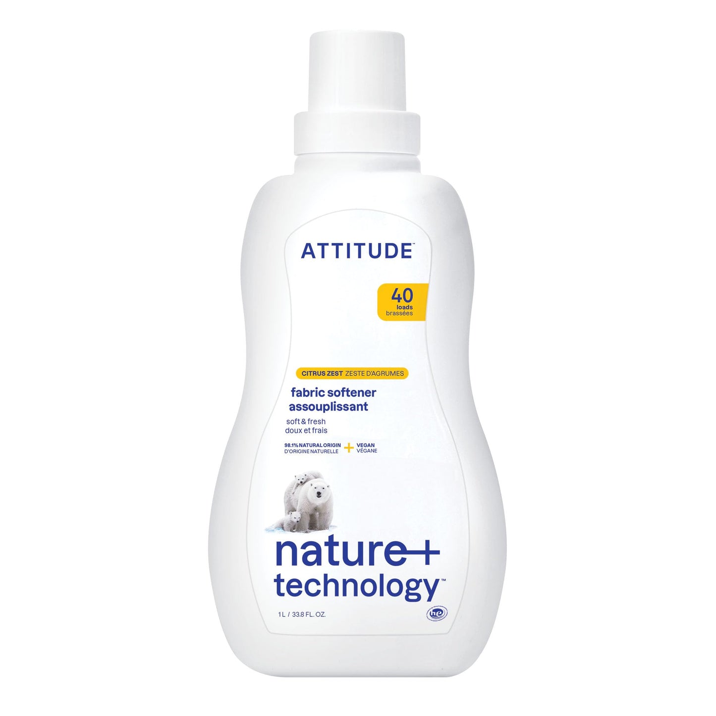ATTITUDE Liquid Fabric Softener: Plant-Based, Vegan & Unscented