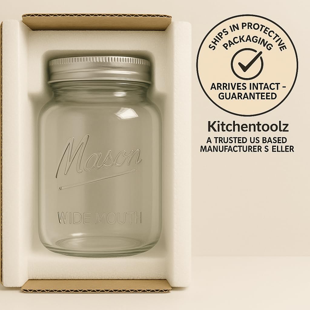 Kitchentoolz 1 Gallon Glass Mason Jar with Acacia Wood Lid