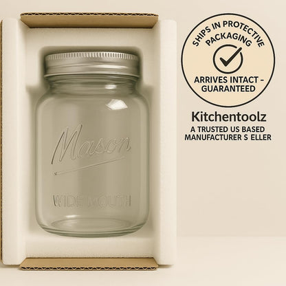 Kitchentoolz 1 Gallon Glass Mason Jar with Acacia Wood Lid
