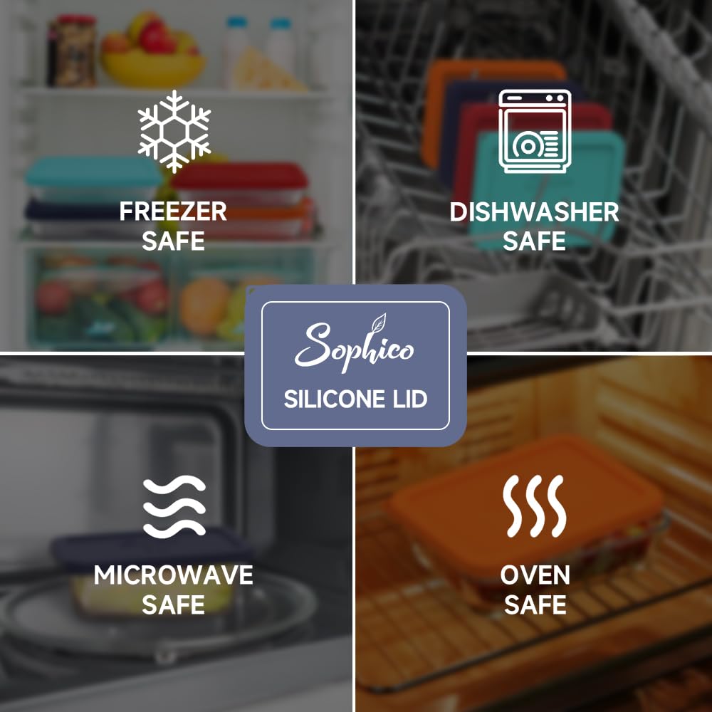 Sophico 3-Cup Rectangle Silicone Storage Lids (4-Pack)
