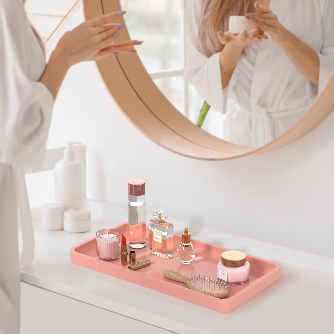 Sustainable Bamboo Bathroom Vanity Tray: Sleek Countertop Organizer