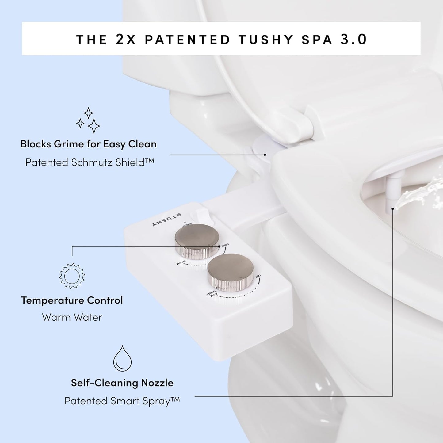 TUSHY 3.0 Spa Bidet Attachment: Cool to Warm Water Cleaning