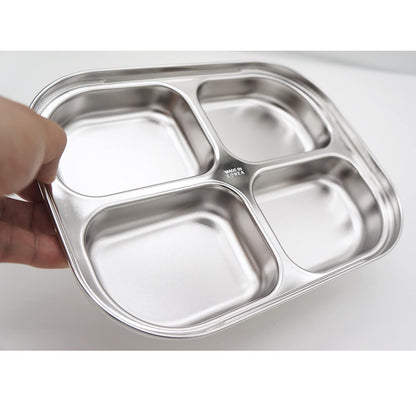 Korean Premium 304 Stainless Steel 5-Compartment Divided Plates (Set of 2)