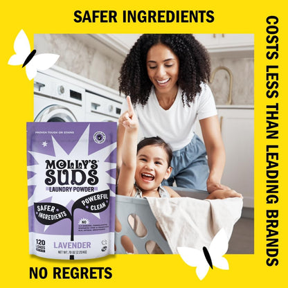 Molly’s Suds Original Laundry Detergent Powder, Chemical-Free Deep Clean for Sensitive Skin
