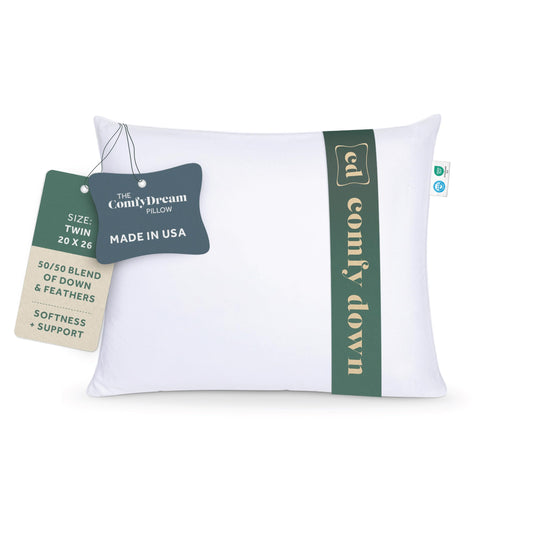 ComfyDown ComfyDream Pillow (King, 50% Down / 50% Feather, 100% Egyptian Cotton)