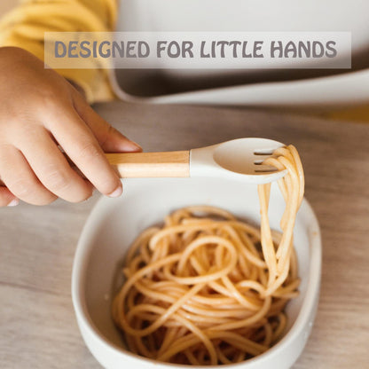 Ginbear 100% Plastic-Free Silicone & Natural Wood Toddler Flatware