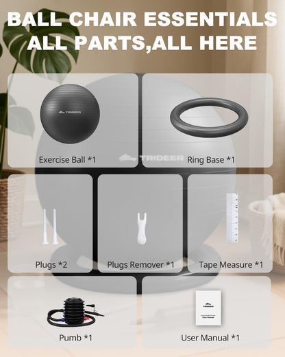 Trideer Yoga Ball Chair: Hypo-Allergenic Stability System