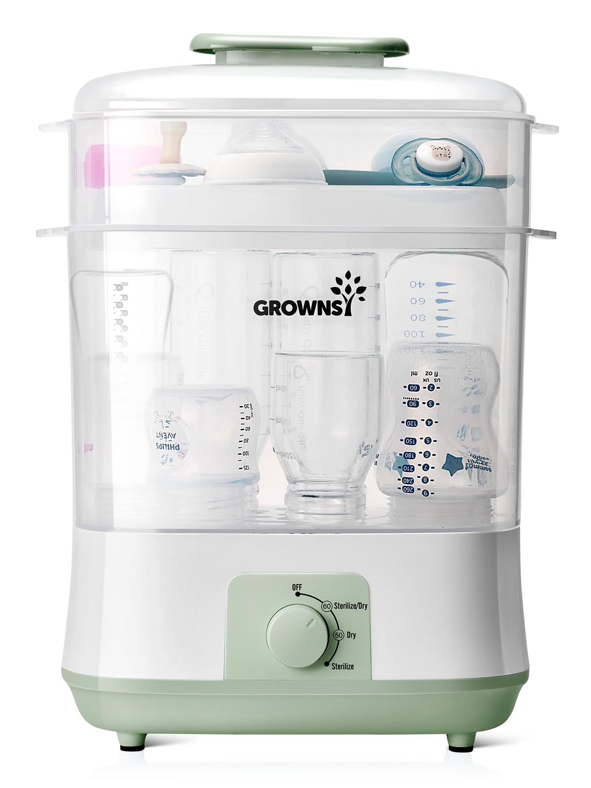 Grownsy 4-in-1 Bottle Sterilizer: Large 8-Bottle Steam Sanitizer