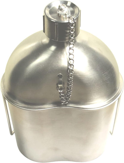 GI Military Grade Stainless Steel Canteen & Kidney Style Cup