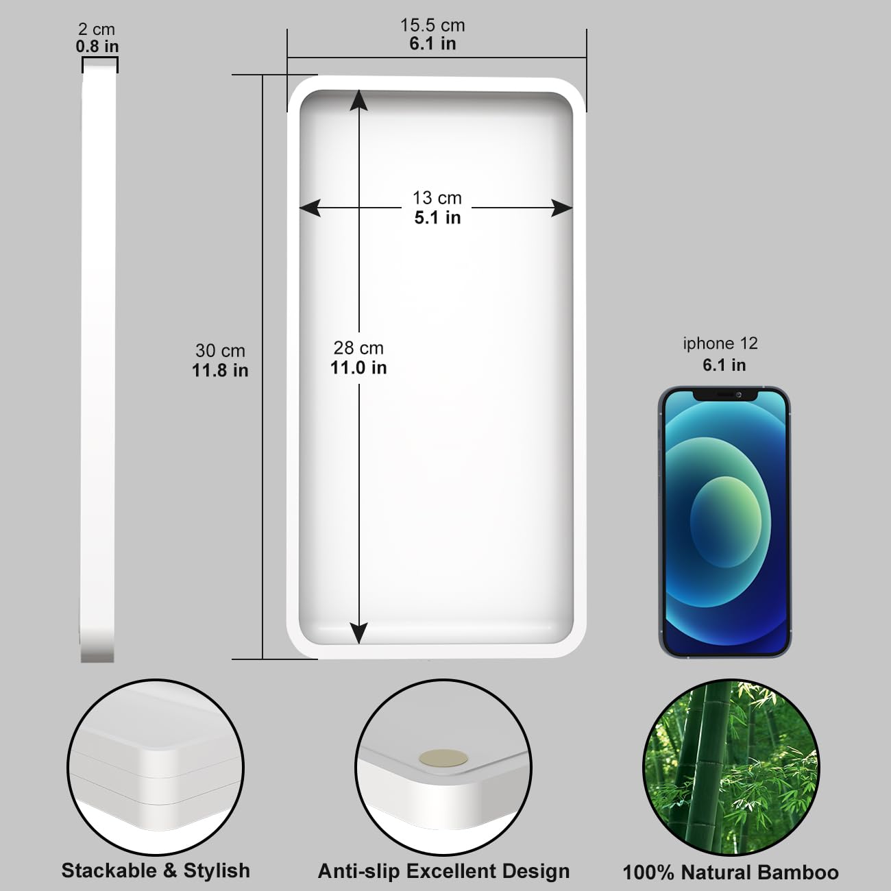 Sustainable Bamboo Bathroom Vanity Tray: Sleek Countertop Organizer