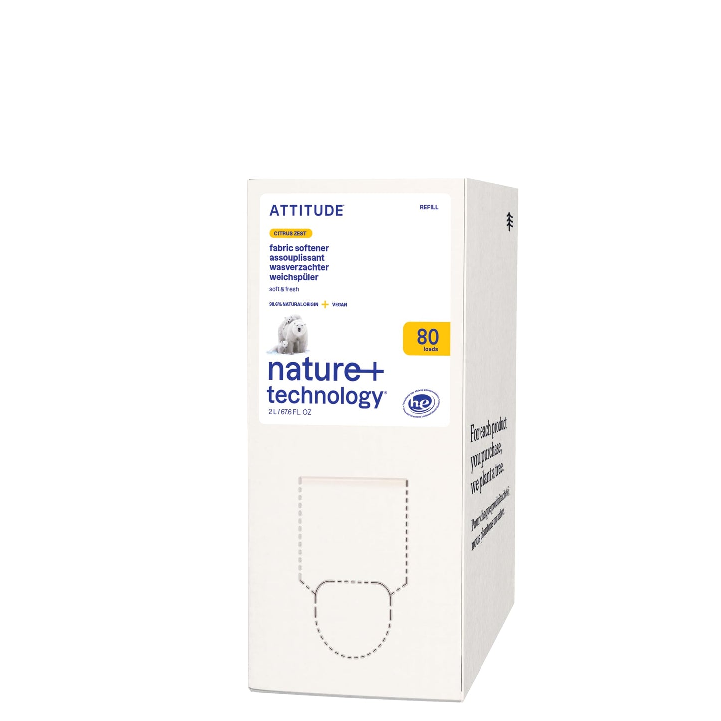 ATTITUDE Liquid Fabric Softener: Plant-Based, Vegan & Unscented