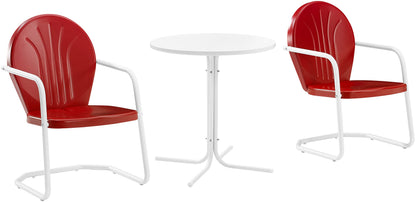 Crosley Griffith 3-Piece Retro Metal Bistro Set (Bright Red/White)