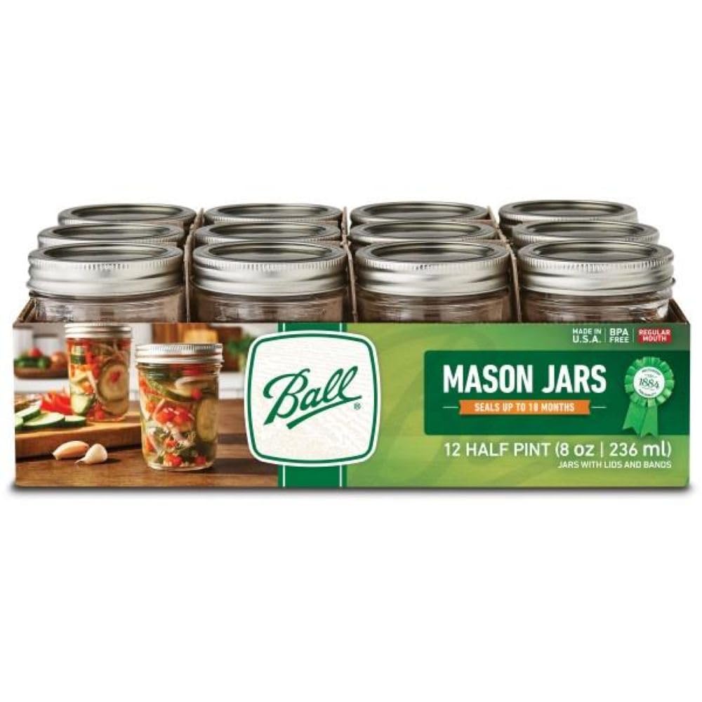 Ball Wide Mouth Pint 16-Ounce Glass Mason Jar with Lids (12-Count)