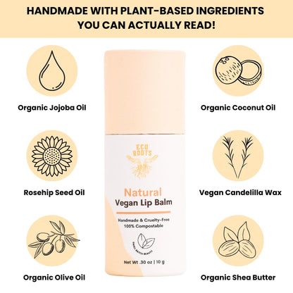 Organic Tinted Lip Balm 2-Pack: Coconut Oil & Plastic-Free Packaging