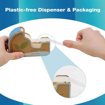 The Zero-Waste Office: Plastic-Free Tape Dispenser with 4 Rolls of Plant-Based Paper Tape