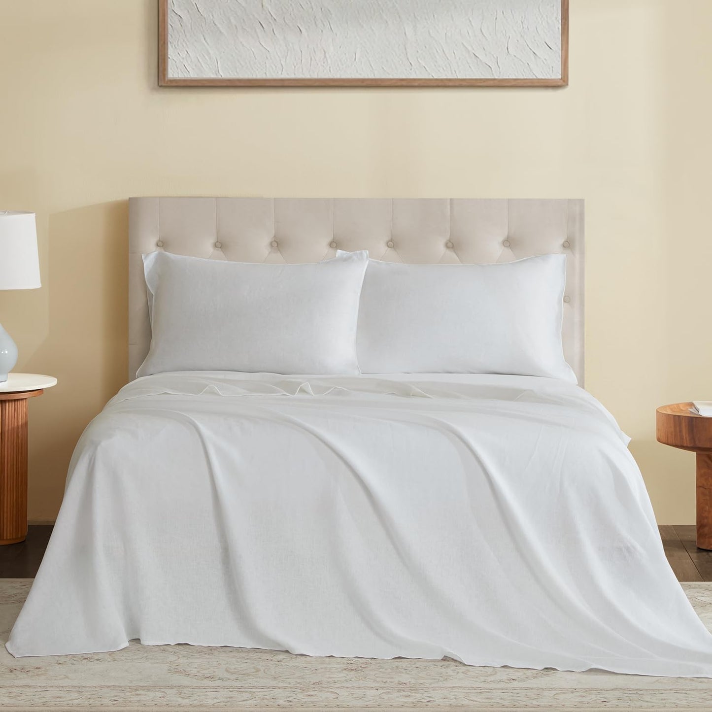 DAPU 100% Pure French Linen Sheets: Natural Normandy Flax Set