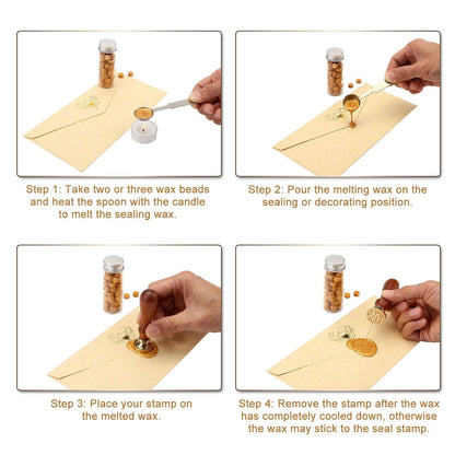 Sealing Wax Beads Kit: 150 Pcs with Permanent Metal Spoon & Reusable Glass Storage Bottles for Zero-Waste Wedding Invitations and Gift Wrap