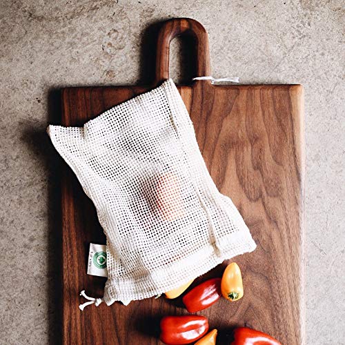 Reusable 100% Organic Cotton Mesh Produce Bags-Toxin-Free, Plastic-Free Double-Stitched
