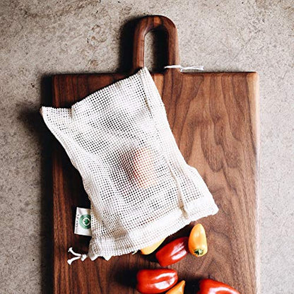 Reusable 100% Organic Cotton Mesh Produce Bags-Toxin-Free, Plastic-Free Double-Stitched