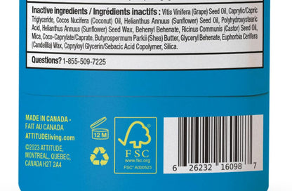 ATTITUDE Mineral Face Sunscreen Stick for Kids, SPF 30, EWG Verified, Plastic-Free, Broad Spectrum UVA/UVB Protection with Zinc Oxide, Dermatologically Tested, Vegan, Unscented, 0.7 Ounce