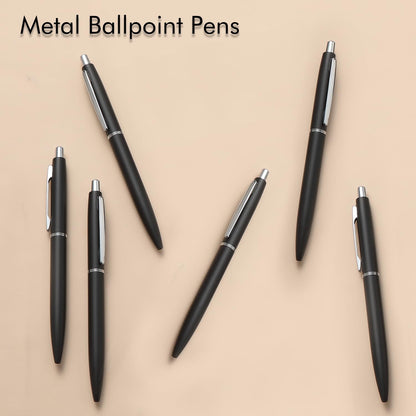 ChaoQ Stainless Steel Retractable Ballpoint Pens (6‑Pack, with 12 Refills) | TRUE Shift Durable Metal Pens