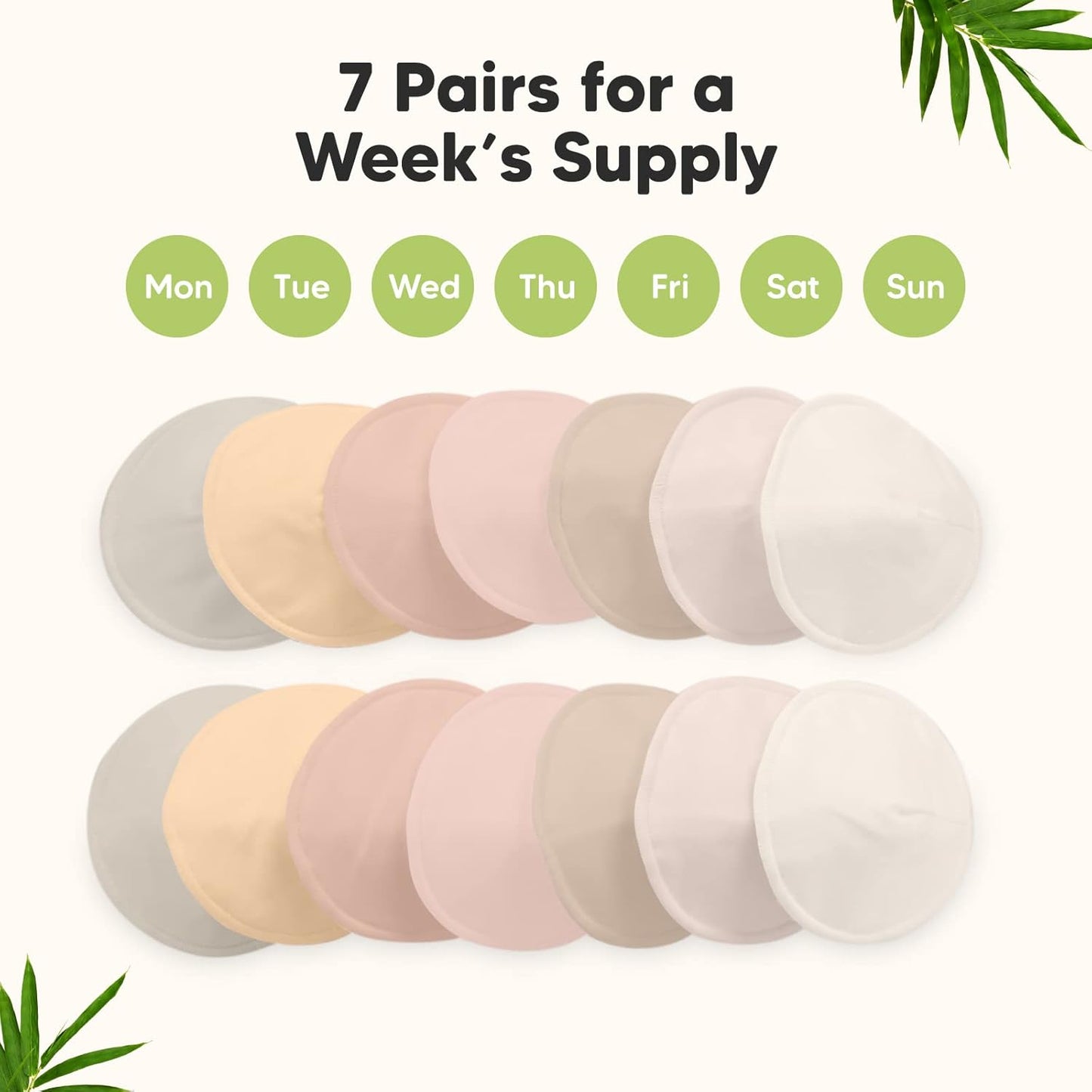 KeaBabies 14-Pack Organic Bamboo Washable Nursing Pads