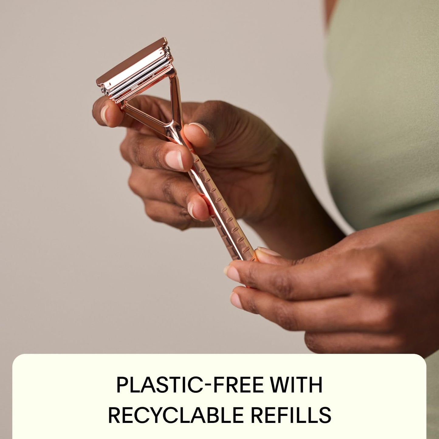 Leaf Shave All-Metal Safety Razor with Flexible Pivoting Head, Plastic-Free Triple-Blade Razor