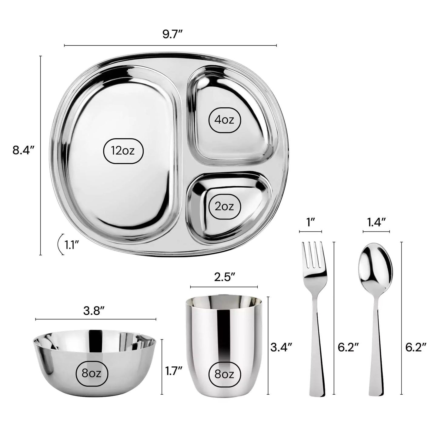 Ahimsa Balanced Bites Pediatrician-Designed Stainless Steel Divided Plate