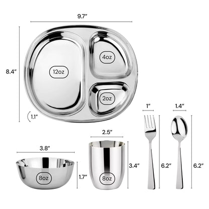 Ahimsa Balanced Bites Pediatrician-Designed Stainless Steel Divided Plate