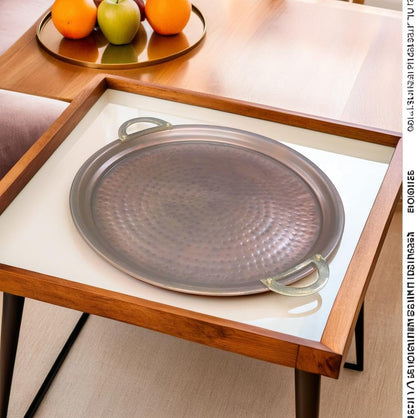 Aruma Traditional Hammered Copper Serving Tray: 14-Inch Handmade