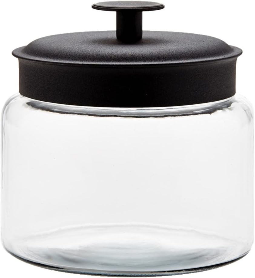 Anchor Hocking Glass Montana Jar with Black Metal Lid (48oz)