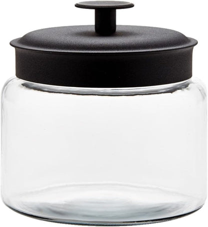 Anchor Hocking Glass Montana Jar with Black Metal Lid (48oz)