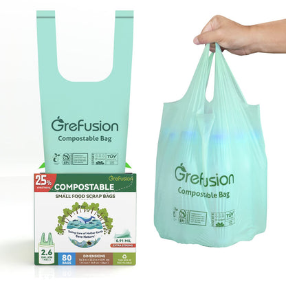 GreFusion 1.2 Gallon Compostable Bags - 125 Count (BPI Certified)