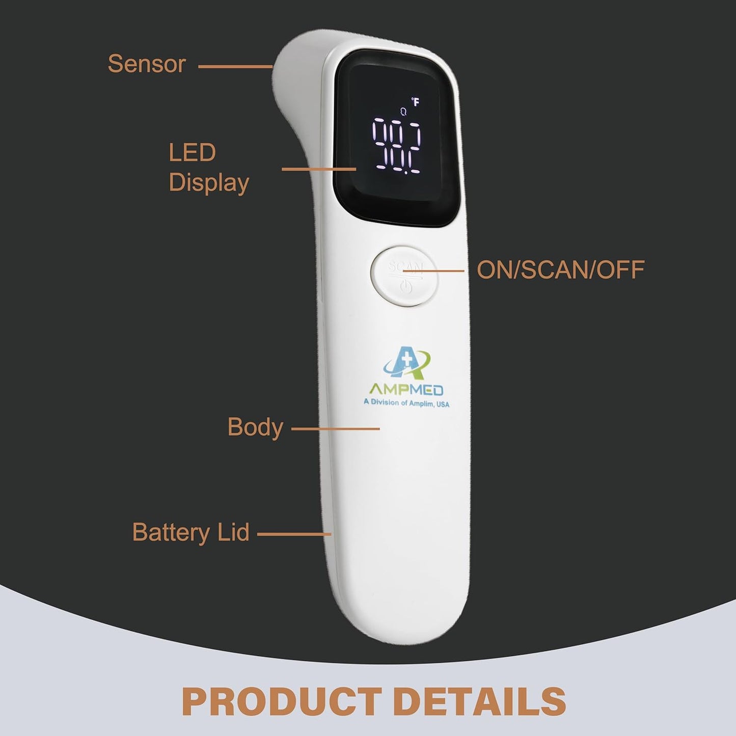Amplim Forehead Thermometer: No-Touch Medical-Grade Infrared