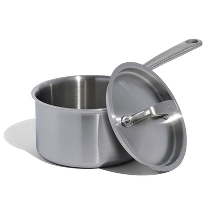 Made In 4 Quart Stainless Clad Saucepan: Professional 5-Ply Construction, Made in Italy for a Lifetime of Plastic-Free Cooking