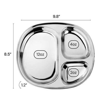 Ahimsa Balanced Bites Pediatrician-Designed Stainless Steel Divided Plate