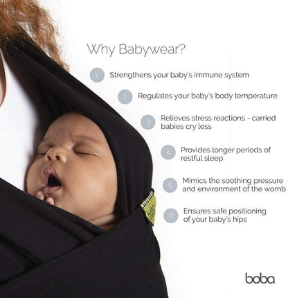 Boba Organic Baby Wrap Carrier: Soft Dark Grey Cotton Sling