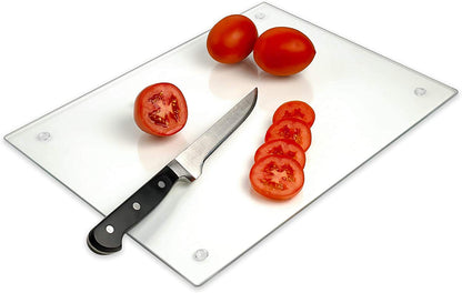 Tempered Glass Cutting Board: Large 12” x 16” Shatter-Resistant Surface.