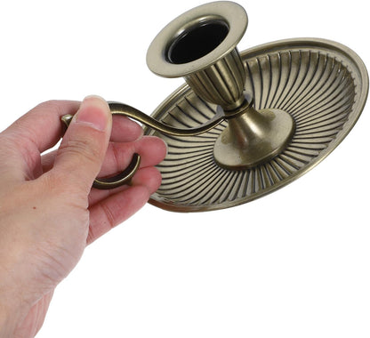 Vintage Chamberstick Holder: Durable Metal Candlestick with Handle, Zero-Plastic Home Décor