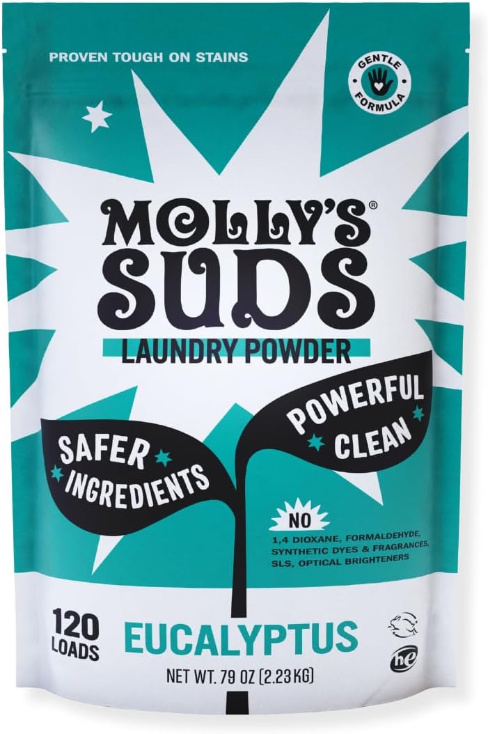 Molly’s Suds Original Laundry Detergent Powder, Chemical-Free Deep Clean for Sensitive Skin