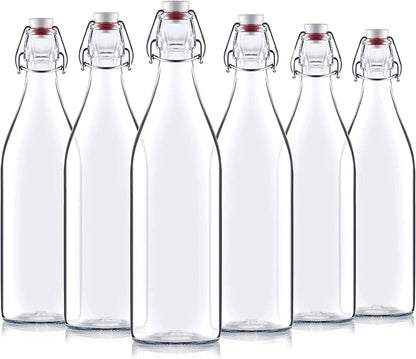 Bormioli Rocco Giara Swing Top Bottles (1 L, 6 Pack) | TRUE Shift Glass Beverage Storage